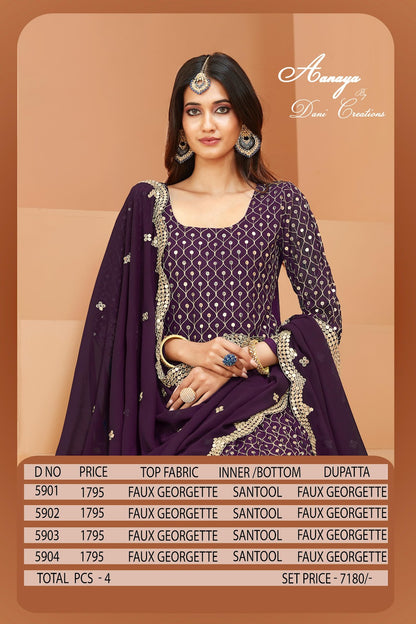 Aanaya Vol 159 Dani Creation Fox Georgette Anarkali Salwar Suits