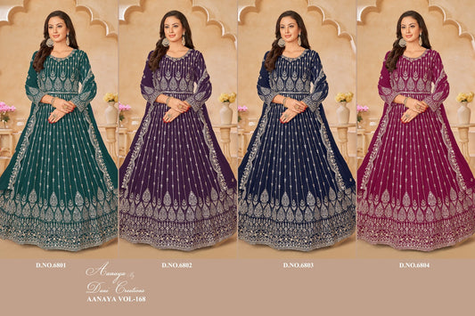 Aanaya Vol 168-6800 Dani Creation Georgette Anarkali Salwar Suits