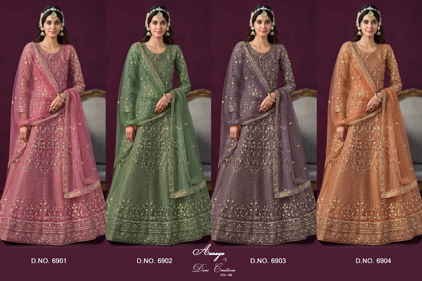 Aanaya Vol 169-6900 Dani Creation Net Anarkali Salwar Suits