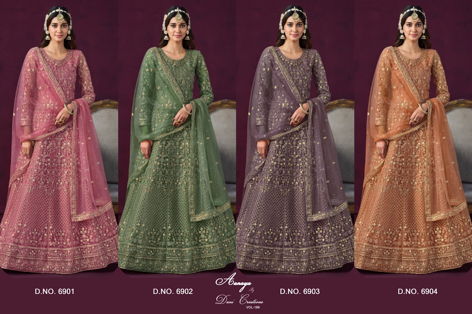 Aanaya Vol 169-6900 Dani Creation Net Anarkali Salwar Suits