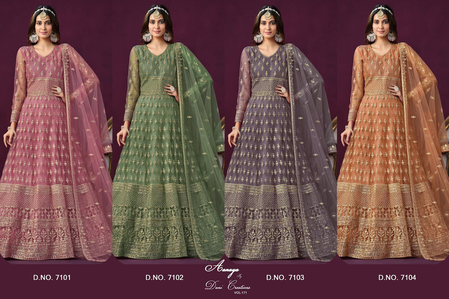 Aanaya Vol 171 Dani Creation Net Anarkali Salwar Suits