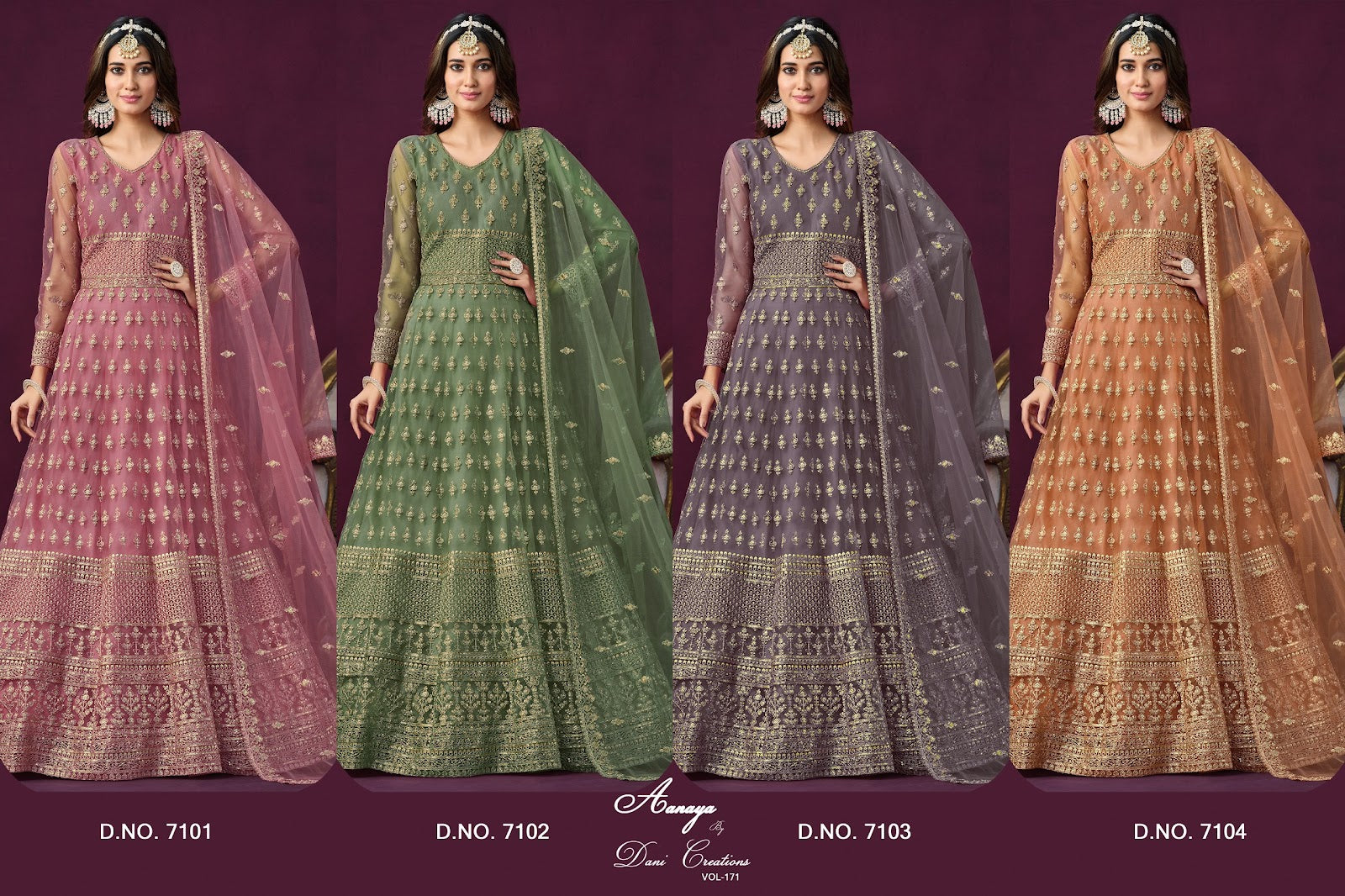 Aanaya Vol 171 Dani Creation Net Anarkali Salwar Suits
