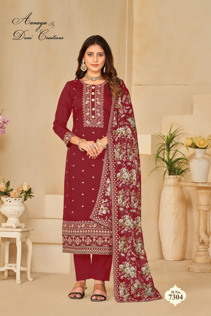 Aanaya Vol 173 Dani Creation Roman Silk Pant Style Suits