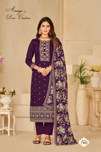 Aanaya Vol 173 Dani Creation Roman Silk Pant Style Suits