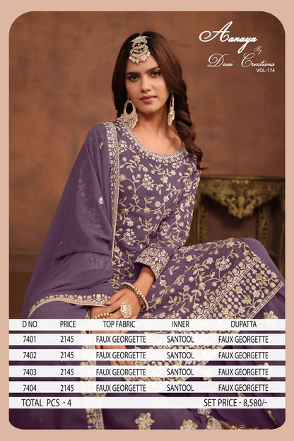 Aanaya Vol 174 Dani Creation Fox Georgette Plazzo Style Suits