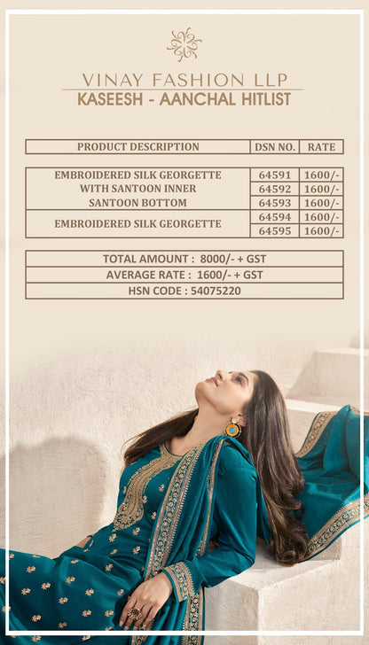 Aanchal Hitlit Kaseesh Vinay Fashion Llp Georgette Pant Style Suits