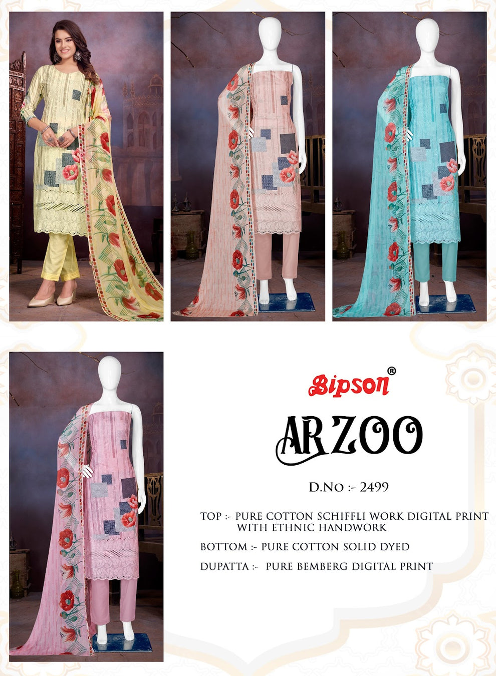 Arzoo 2499 Bipson Prints Cotton Pant Style Suits – Kavya Style Plus