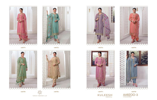 Aarzoo Vol 3 Kuleesh Vinay Fashion Llp Dola Jacquard Pant Style Suits