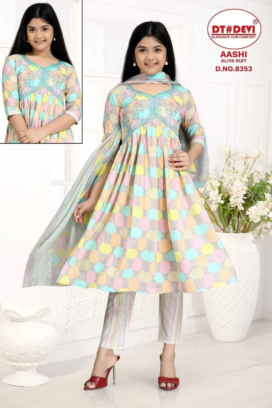 Aashi-8353 Dt Devi Cotton Girls Readymade Pant Suits