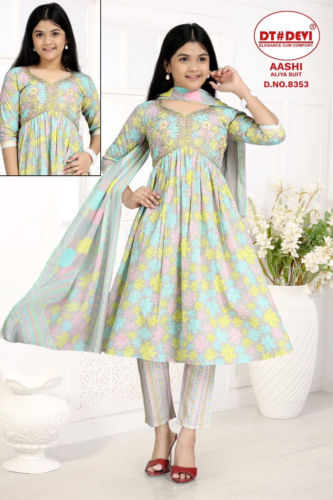 Aashi-8353 Dt Devi Cotton Girls Readymade Pant Suits