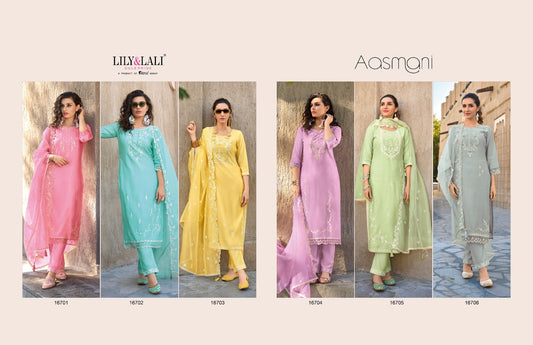 Aasmani Lily Lali Milan Silk Readymade Pant Style Suits