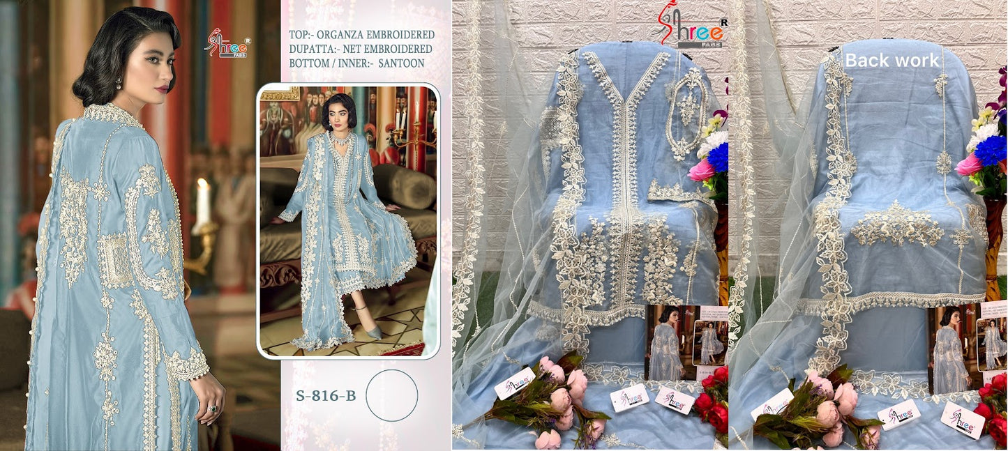 Abcd-816 Shree Fabs Organza Pakistani Salwar Suits