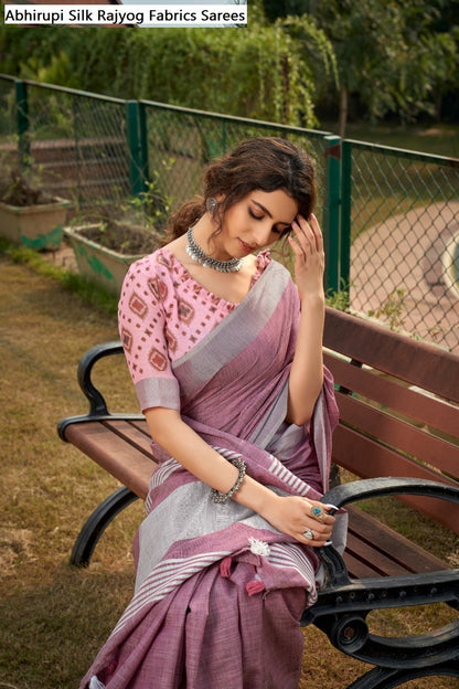 Abhirupi Silk Rajyog Fabrics Linen Sarees