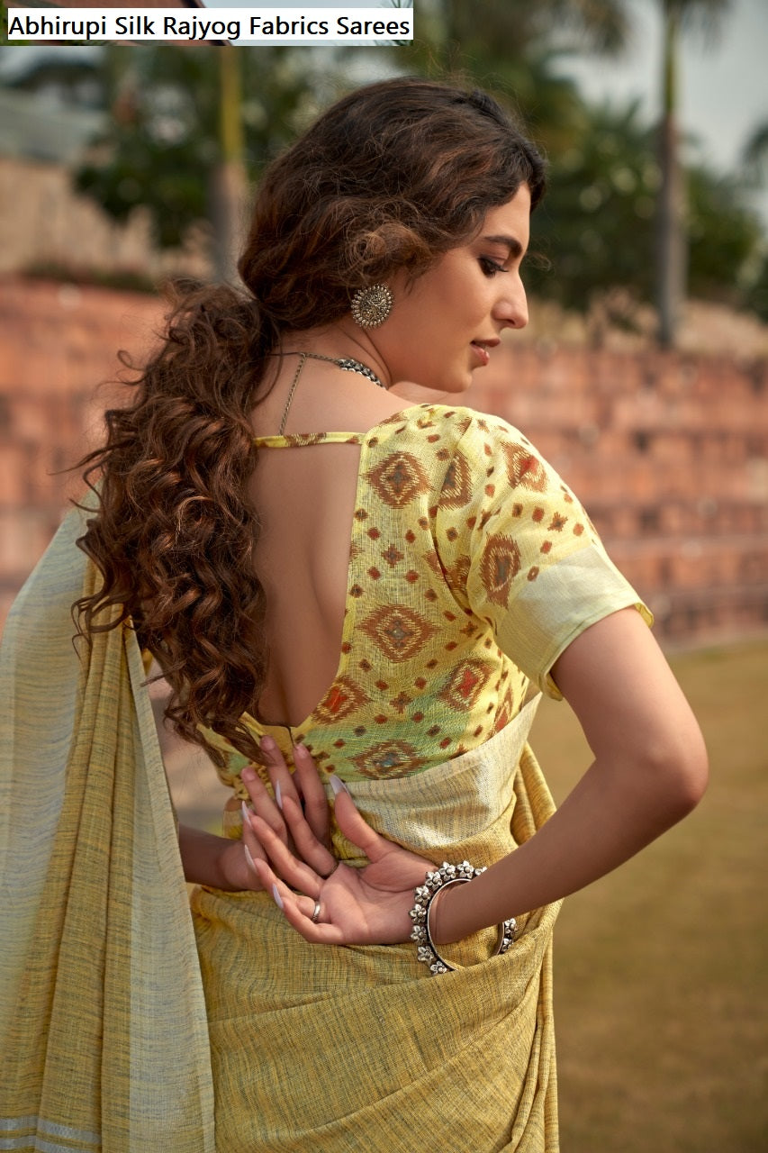 Abhirupi Silk Rajyog Fabrics Linen Sarees