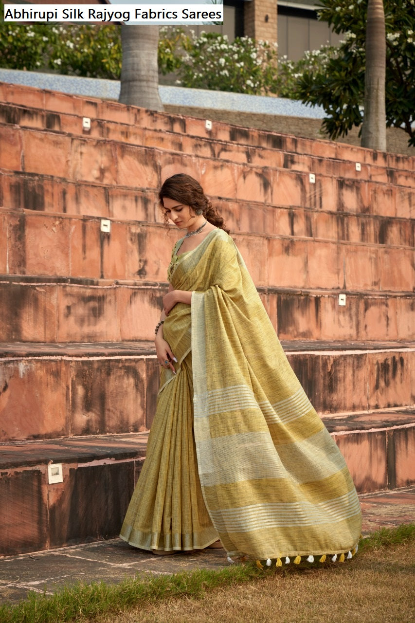 Abhirupi Silk Rajyog Fabrics Linen Sarees