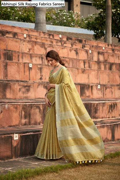 Abhirupi Silk Rajyog Fabrics Linen Sarees