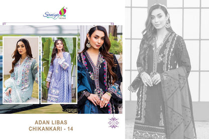 Adan Libas Chikankari Vol 14 Saniya Trendz Cotton Pakistani Salwar Suits