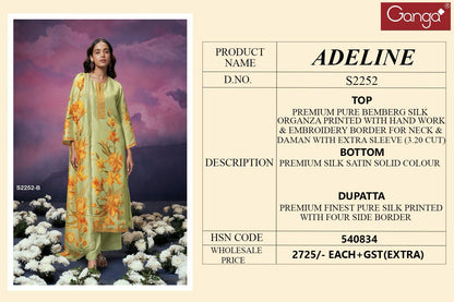 Adeline 2252 Ganga Bembarg Silk Plazzo Style Suits