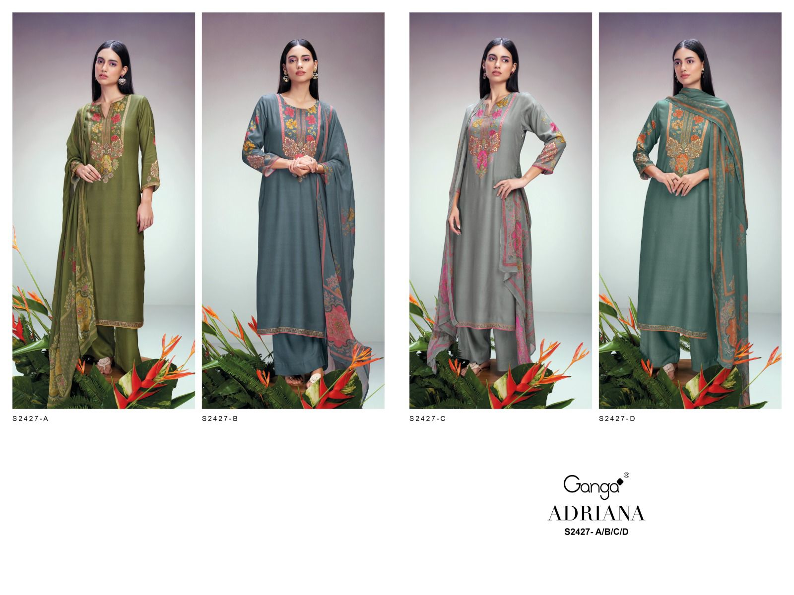 Adriana-2427 Ganga Premium Cotton Plazzo Style Suits