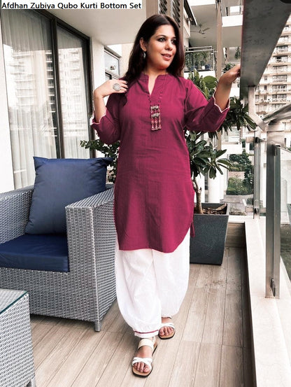 Afdhan Zubiya Qubo Cotton Kurti Bottom Set