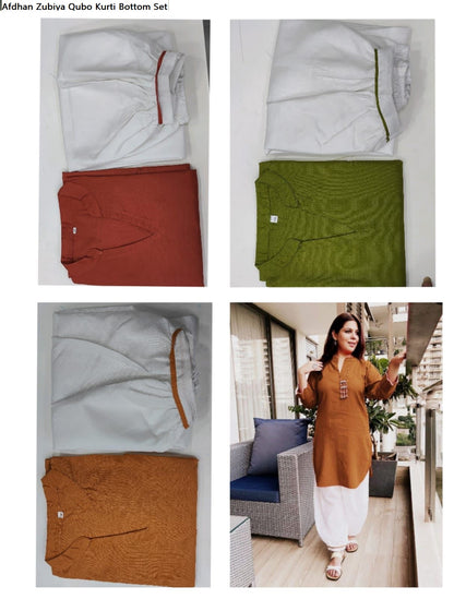 Afdhan Zubiya Qubo Cotton Kurti Bottom Set
