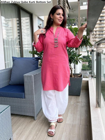 Afdhan Zubiya Qubo Cotton Kurti Bottom Set