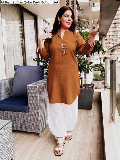 Afdhan Zubiya Qubo Cotton Kurti Bottom Set