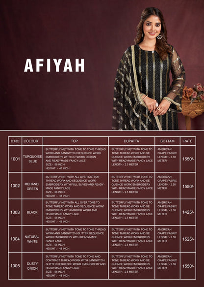 Afiyah Narayani Fashion House Butterfly Net Pant Style Suits