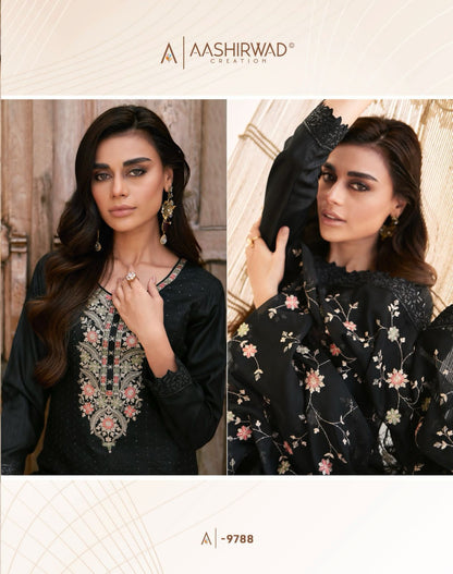 Afreen Aashirwad Creation Silk Plazzo Style Suits