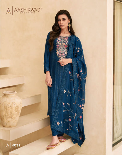 Afreen Aashirwad Creation Silk Plazzo Style Suits