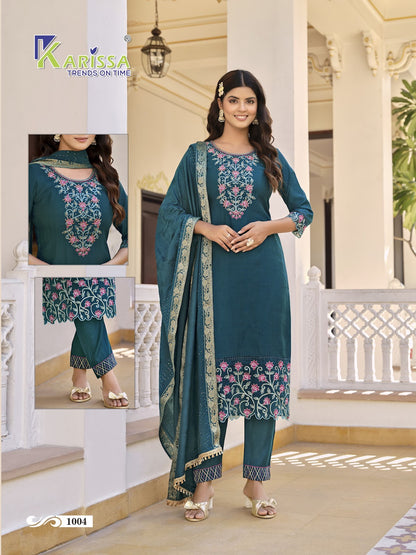 Afreen Karissa Viscose Silk Readymade Pant Style Suits