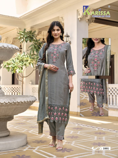 Afreen Karissa Viscose Silk Readymade Pant Style Suits