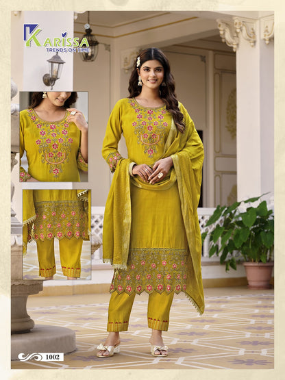 Afreen Karissa Viscose Silk Readymade Pant Style Suits
