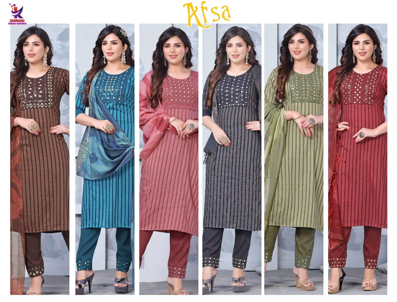 Afsa Mlm Kalash Lifestyle Chanderi Readymade Pant Style Suits