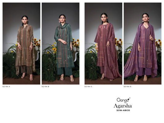 Agarsha 2194 Ganga Bemberg Silk Plazzo Style Suits