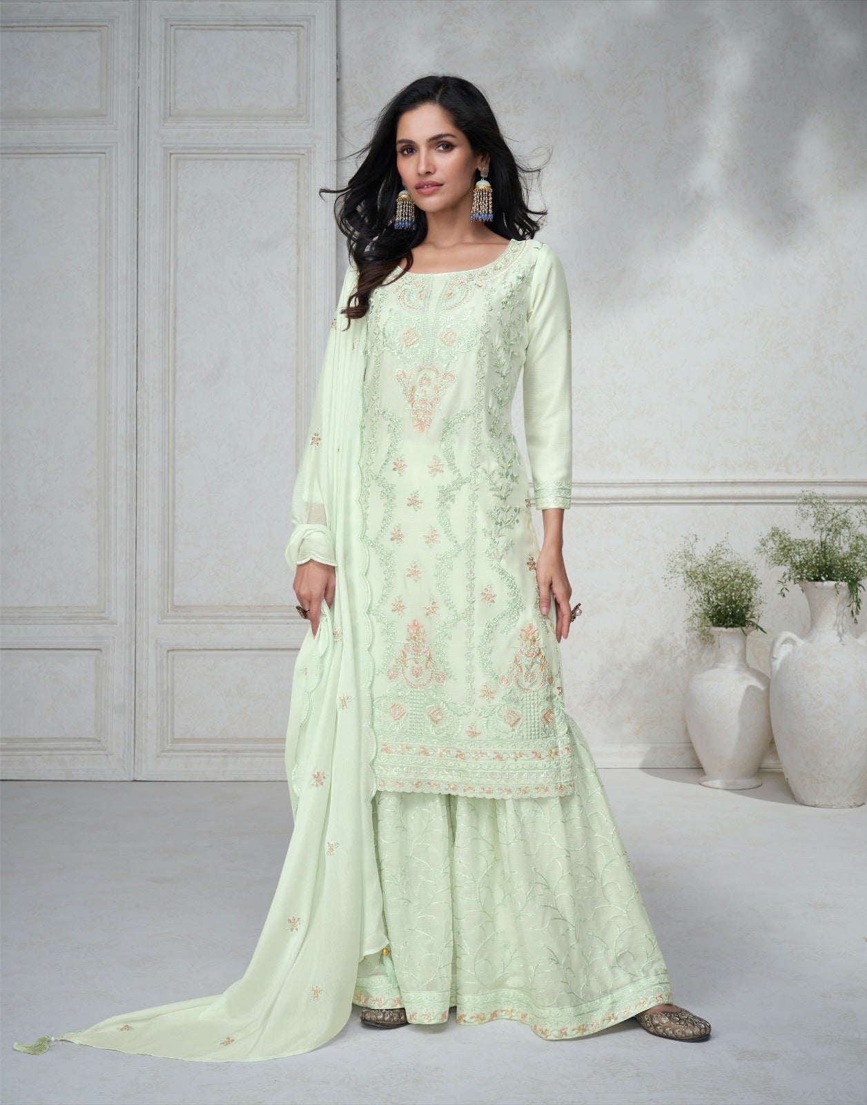 Agha Noor Aashirwad Creation Chinon Silk Readymade Suits