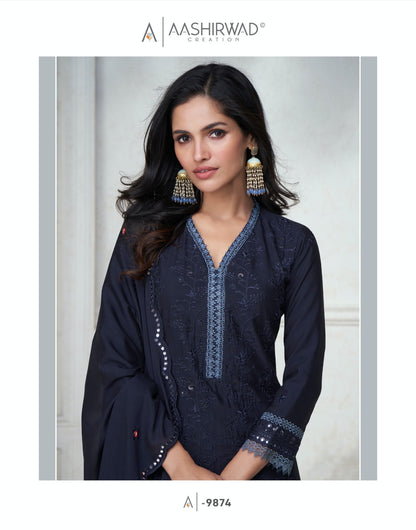 Agha Noor Aashirwad Creation Chinon Silk Readymade Suits