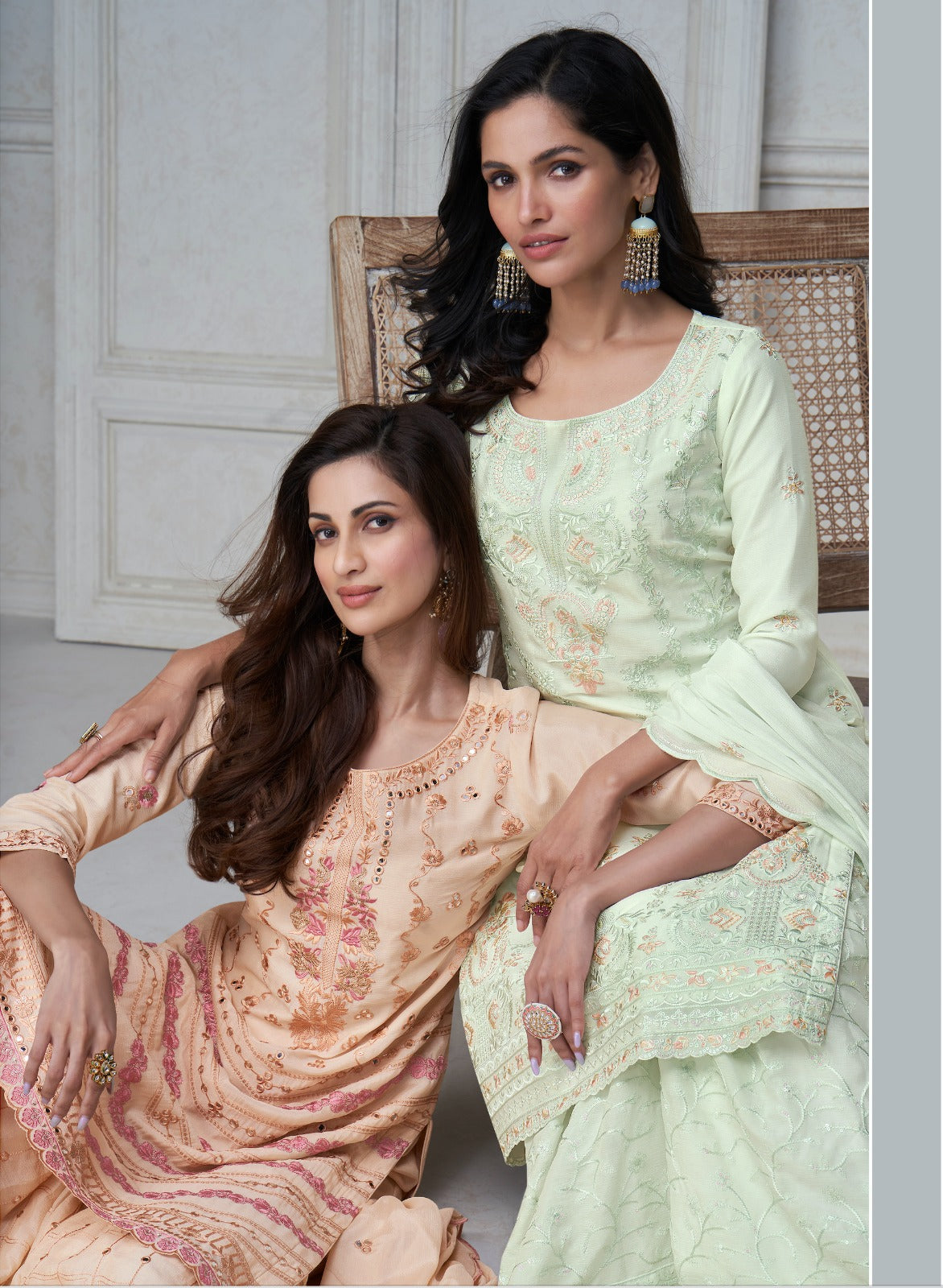 Agha Noor Aashirwad Creation Chinon Silk Readymade Suits
