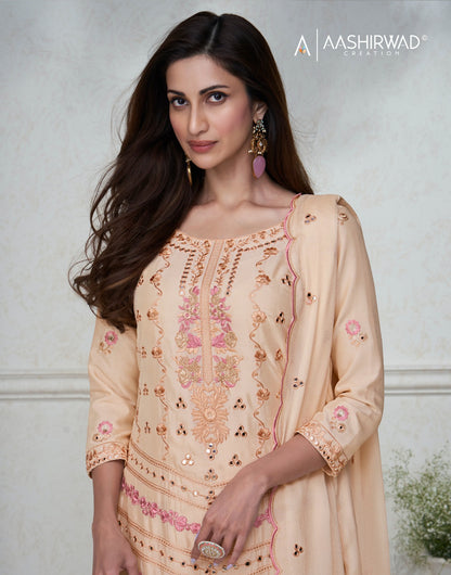Agha Noor Aashirwad Creation Chinon Silk Readymade Suits