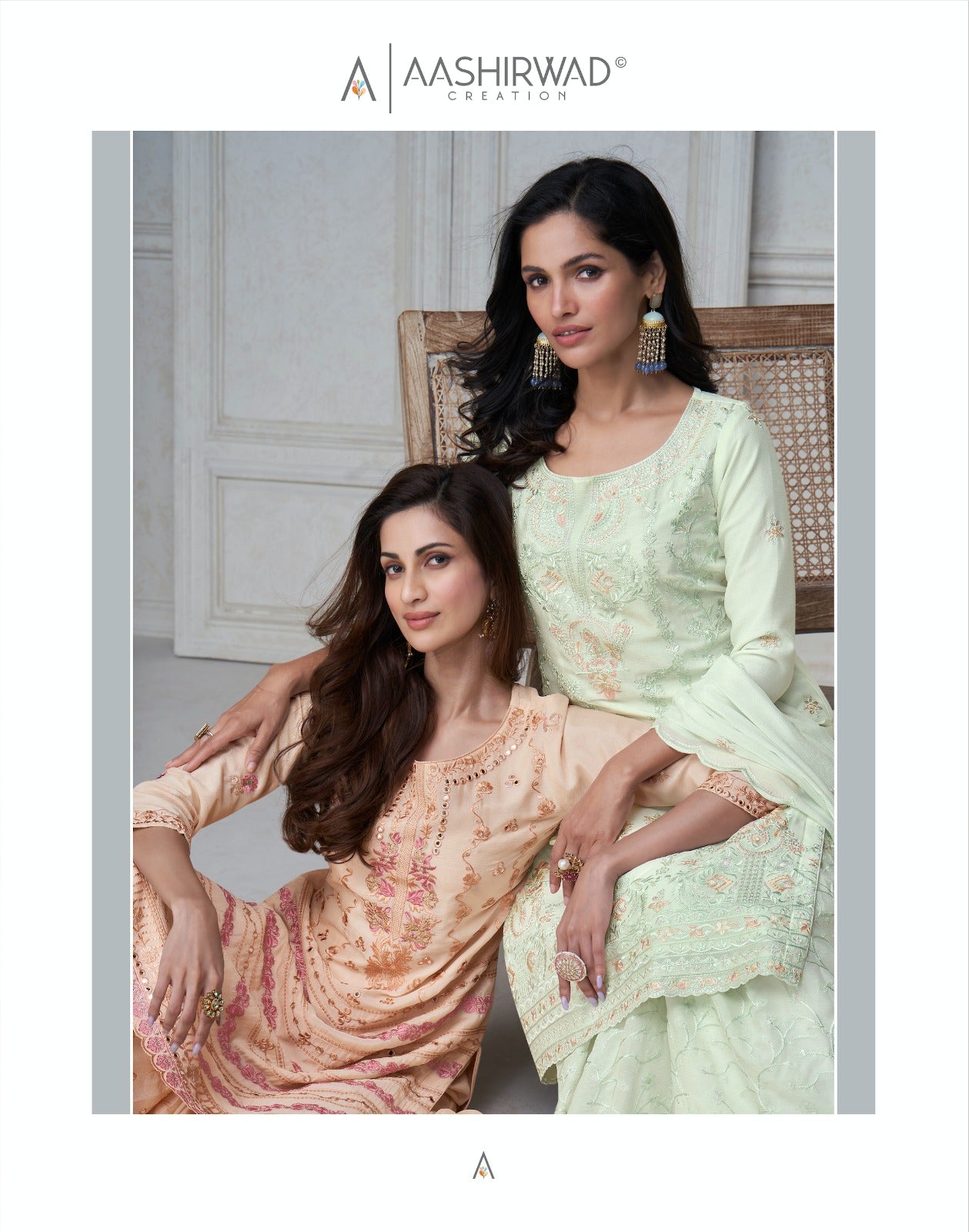 Agha Noor Aashirwad Creation Chinon Silk Readymade Suits
