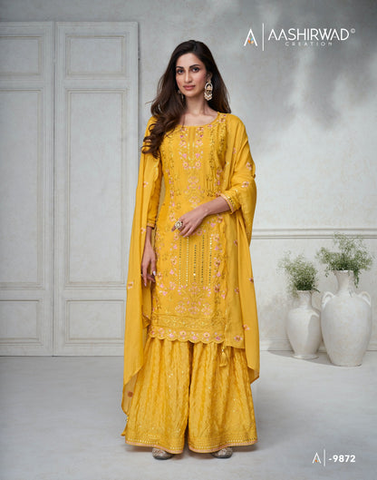 Agha Noor Aashirwad Creation Chinon Silk Readymade Suits