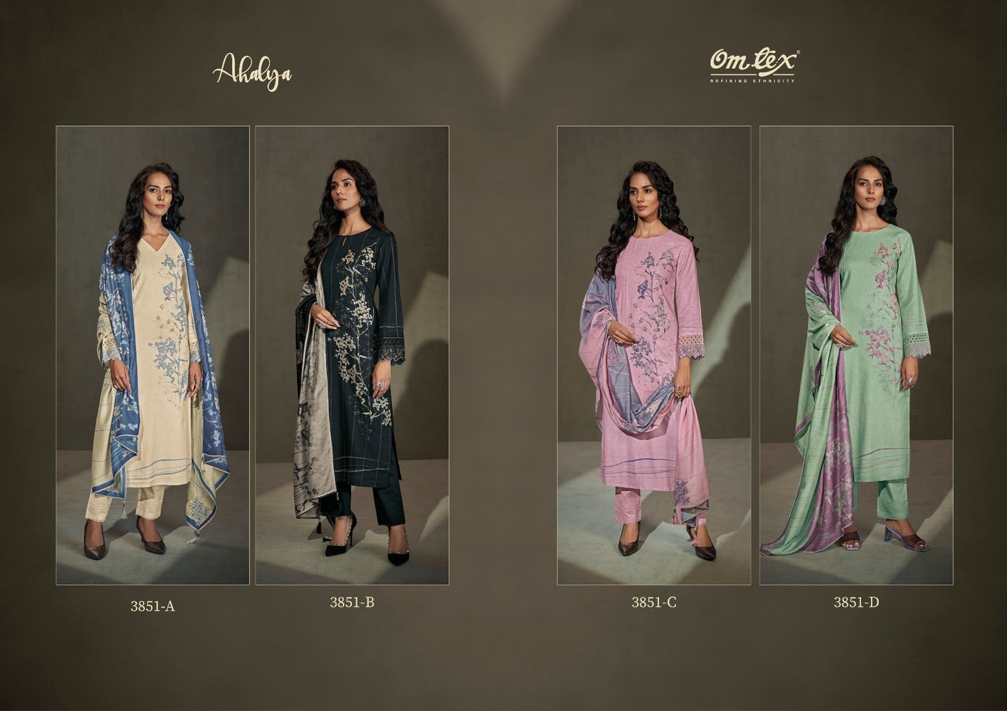 Ahalya Omtex Linen Plazzo Style Suits