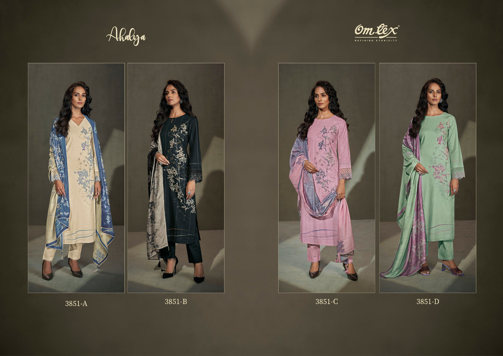 Ahalya Omtex Linen Plazzo Style Suits