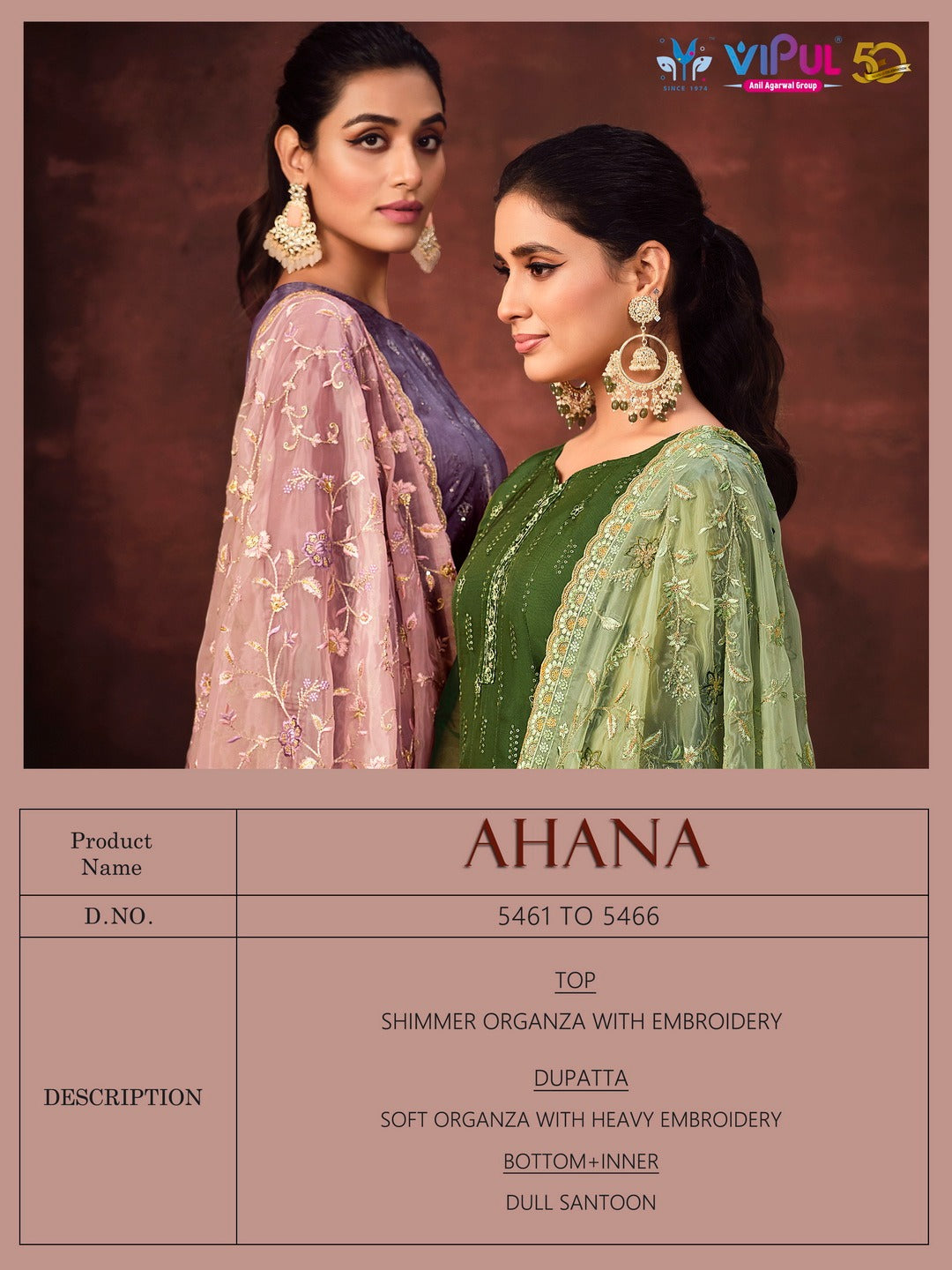 Ahana Vipul Organza Pant Style Suits