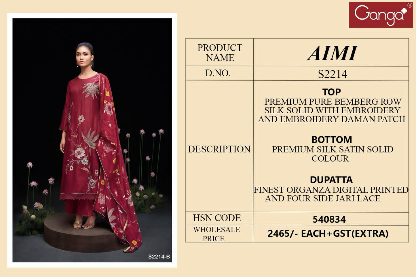 Aimi 2214 Ganga Silk Plazzo Style Suits