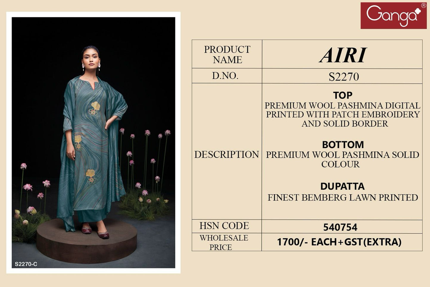 Airi 2270 Ganga Wool Pashmina Suits