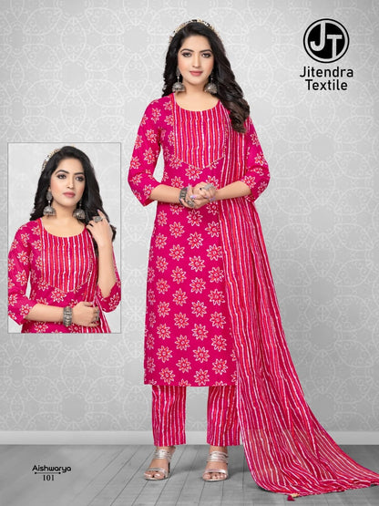 Aishwarya Jt Cotton Readymade Pant Style Suits