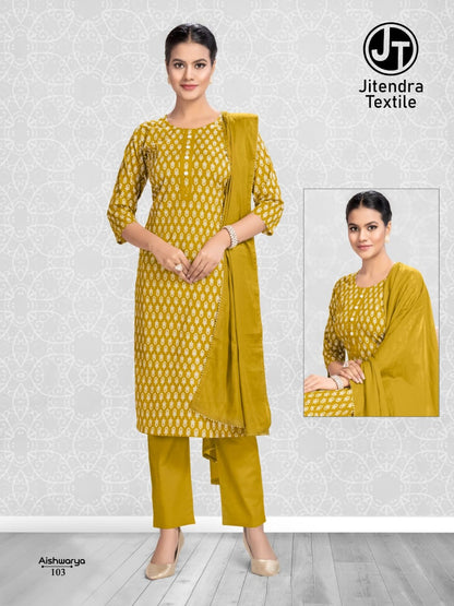 Aishwarya Jt Cotton Readymade Pant Style Suits