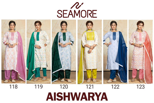 Aishwarya Seamore Cotton Readymade Pant Style Suits
