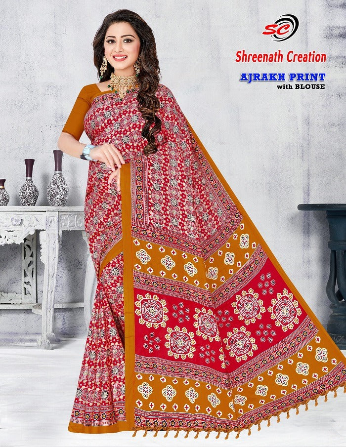 Ajarakh Print Vol-1 Sc Cotton Sarees